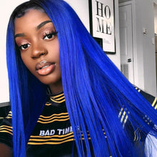 Load image into Gallery viewer, Ombre 1B/Blue Bob Lace Front Wig