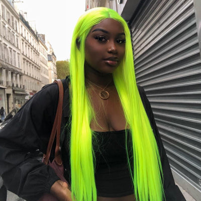 Hair Long Green Wigs Green Straight Lace Front Wig Super Weave