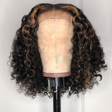 Load image into Gallery viewer, Deep Curly Bob 1B/#27 Lace Front Wig