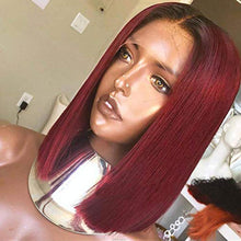 Load image into Gallery viewer, Ombre black and burgundy lace front wig