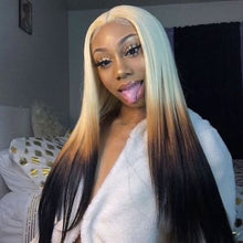 Load image into Gallery viewer, Straight Ombre #613/#30/1B Lace Front Wig
