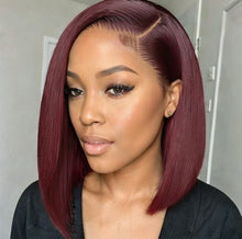 Load image into Gallery viewer, Ombre Black/Burgundy Bob Lace Front Wig
