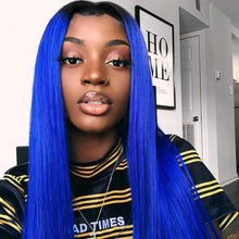 Load image into Gallery viewer, Ombre 1B/Blue Bob Lace Front Wig
