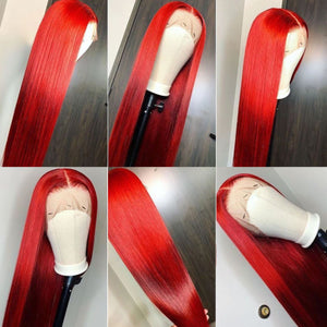 Red Straight Lace Front Wig