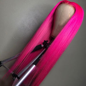 Rose Pink Straight Lace Front Wig