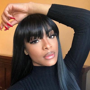 Straight Bangs Lace Front Wig