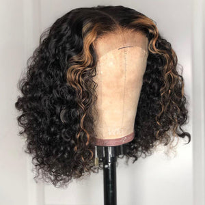 Deep Curly Bob 1B/#27 Lace Front Wig