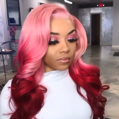 Ombre Red Lace Front Wig